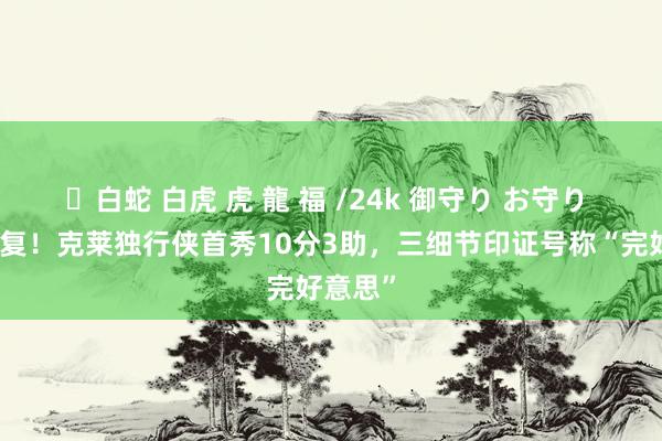 ✨白蛇 白虎 虎 龍 福 /24k 御守り お守り 慢镜收复！克莱独行侠首秀10分3助，三细节印证号称“完好意思”