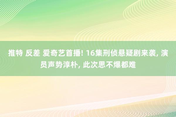推特 反差 爱奇艺首播! 16集刑侦悬疑剧来袭, 演员声势淳